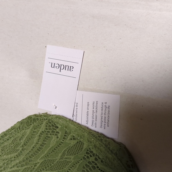 NWT Auden Push Up Plunge Coverage Underwire Bra Olive Green Size 36DDD Lace - Picture 3 of 7